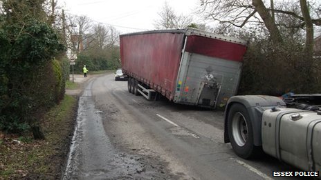 You are driving a combination vehicle when the trailer brakes away, pulling apart both air lines. You would expect the trailer brakes to come on and: