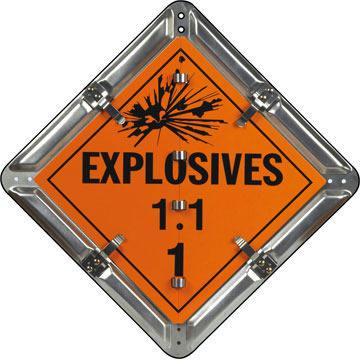 A vehicle placarded for Division 1.1, 1.2, or 1.3 explosives: