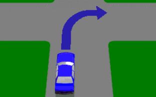 When making a right-hand turn at the intersection shown, you must give way to: