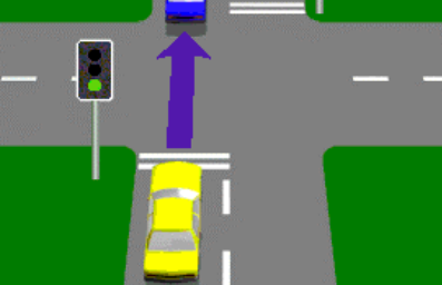 You are in the car approaching the intersection shown, you should do which of the following?