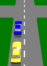 On a single laned road (as shown), you must always overtake another vehicle on its right except  when: