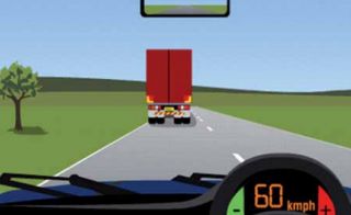 Going at about 60 km/h, is a 3 second gap (as shown in the illustration) a safe following distance behind a semi-trailer?