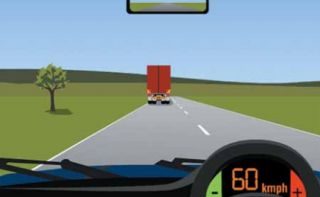 Going at about 60 km/h, is a 5 second gap (as shown in the illustration) a safe following distance behind a semi-trailer?