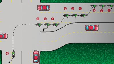 When making a multi-lane left turn, which lane should you end up in?