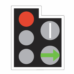 A red signal light with a green arrow at an intersection allows you to: