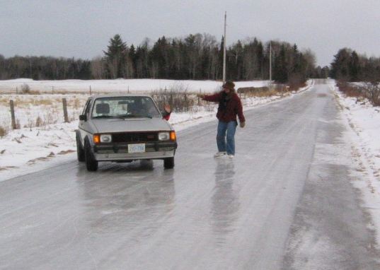 If you have to stop quickly on an icy/slippery road you should: