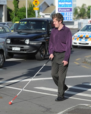 You need to use extra caution when driving near a pedestrian using a white cane because: