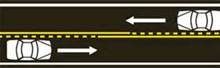 You may cross a double, yellow line to pass another vehicle, if the yellow line next to: