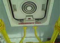 Can the emergency exit door be opened when the bus is underway?
