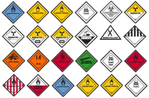 What shape are hazardous material labels?