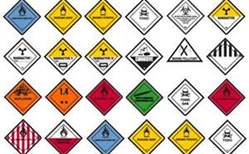 What are the shape of hazardous material labels?