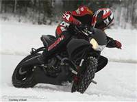 If you can not avoid riding over a very slippery surface, such as a patch of ice:
