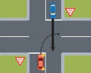 If two vehicles are facing Give Way signs which vehicle gives way ...