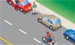 When passing parked vehicles a motorcycle rider has the advantage over a car driver because: