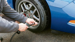 The starting pressure of the tires when they are cold should be: