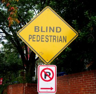 Blind pedestrians may carry _________ canes or use the assistance of guide dogs.