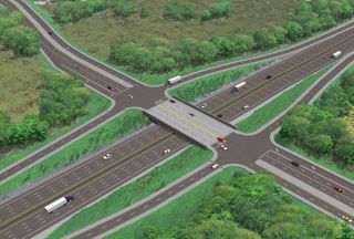 The _________ design feature enables vehicles to enter or leave the main highway, while flowing with the traffic.