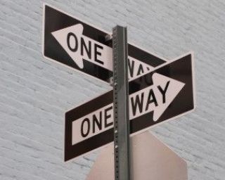 When turning left from one one-way road to another one-way road: