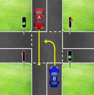When making a left turn at an intersection, or into an alley or driveway, you must yield the right-of-way to: