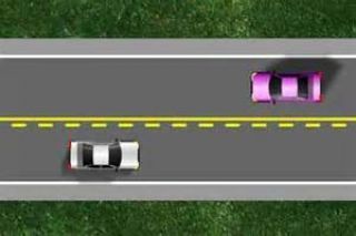 On this two-lane road where traffic is moving in opposite directions, which vehicle may pass?