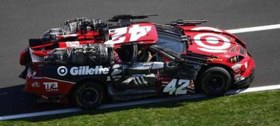 Which Autobot's vehicle form is a Jean Pablo Montoya NASCAR #42 Target?