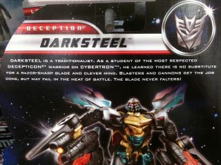 What is Darksteel's vehicle form in the Dark of the Moon toy series?