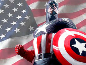 Captain America says: We're comin' up on a 4-way-stop!