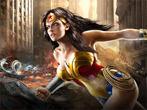 Wonder Woman says: Stay on the crosswalk!